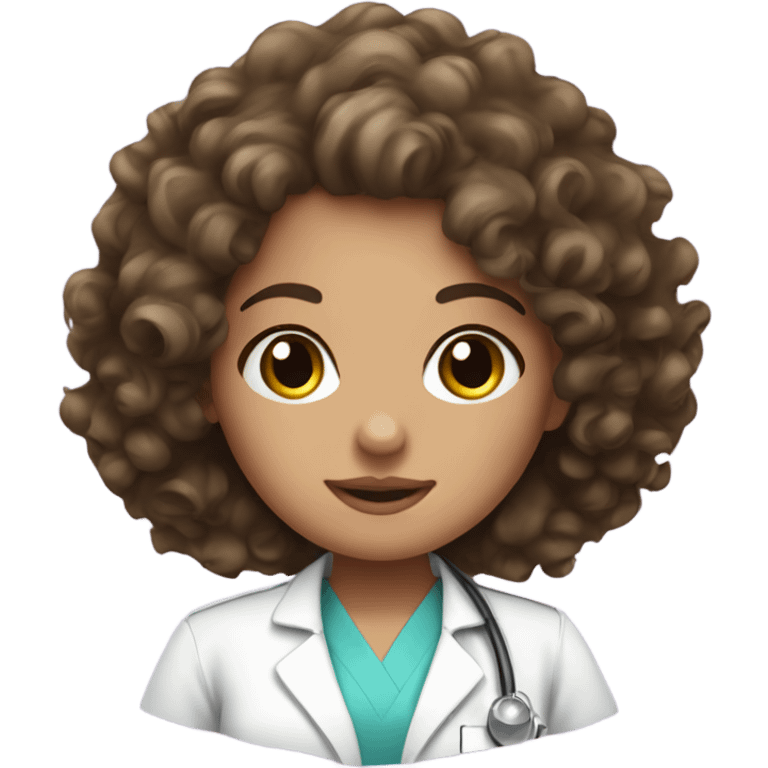 Cute Brunette curly hair nurse  emoji