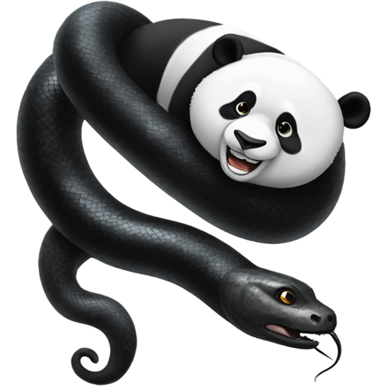 A “old money” panda hanging around with a tall black snake emoji