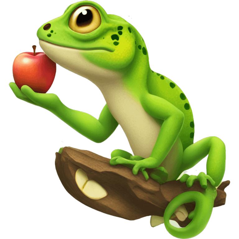 gecko with an apple emoji