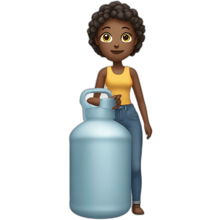 woman holding gigantic water canister emoji