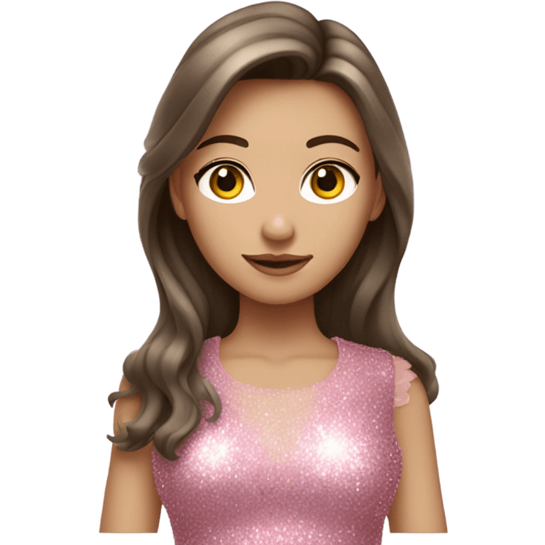 Pale Brunette girl in glitter dress and pink cowboy boots emoji