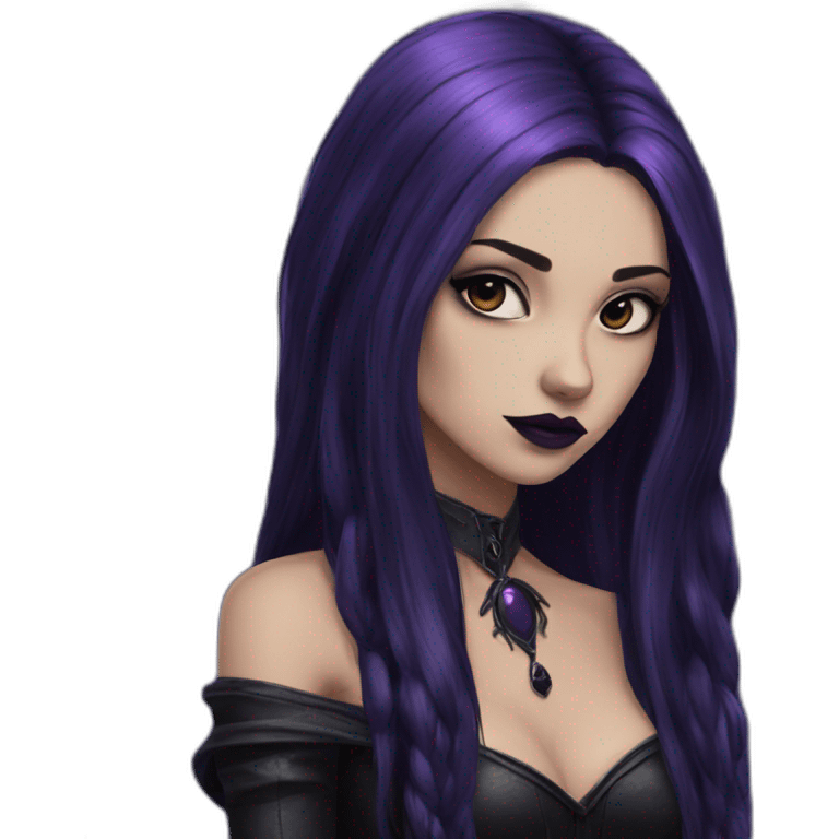 Raven Queen gothic girl long dark black and purple hair emoji