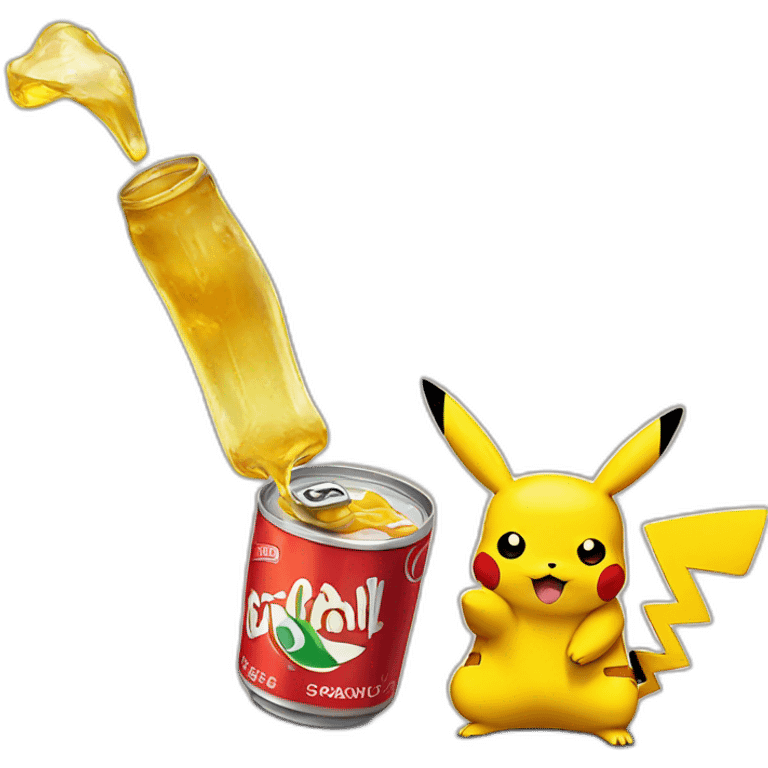 pikachu holding a can of soda emoji