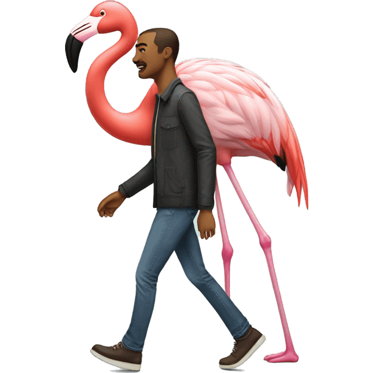 Man Walk with Flamingo emoji