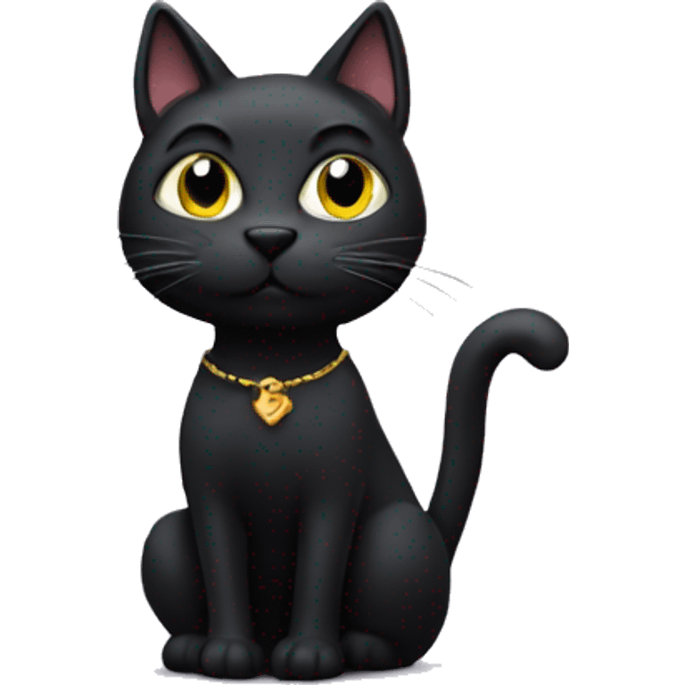 Smart black cat , with bog about astrology in dark rad dress  emoji