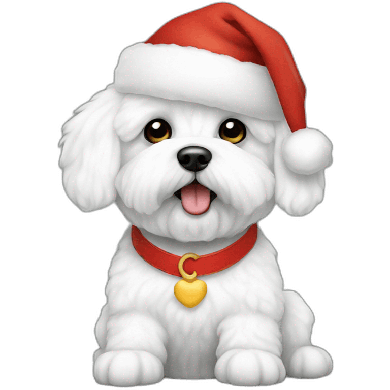 bichon dog-sitting-christmas hat emoji