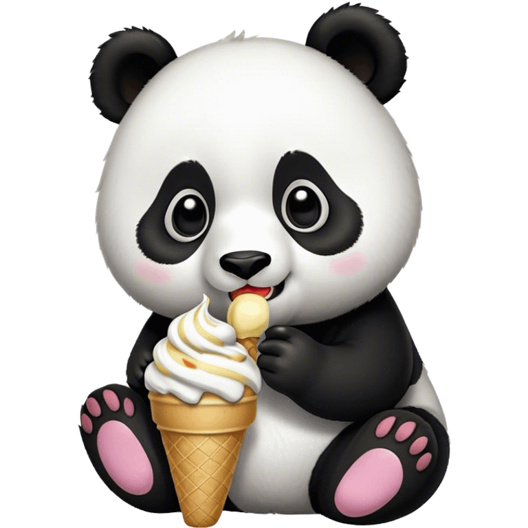 Panda eating ice cream emoji