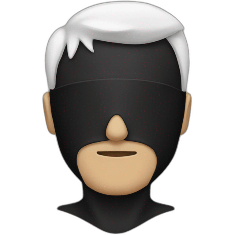 Man with black mask and white hear emoji