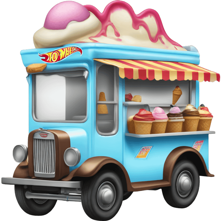 Hot wheels style, ice cream food truck from 1917 emoji