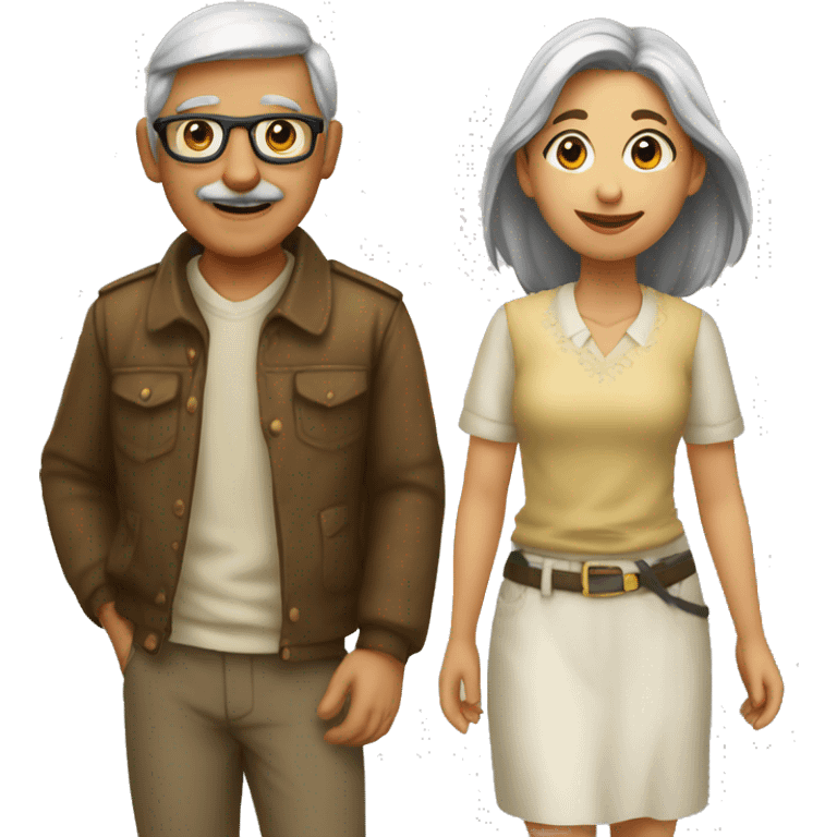 Viejo y chica joven paseando  emoji