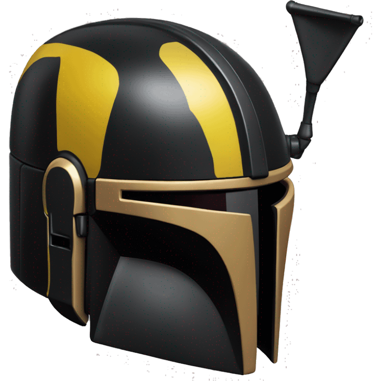 Gloss black and yellow mandalorian helmet with one antenna emoji