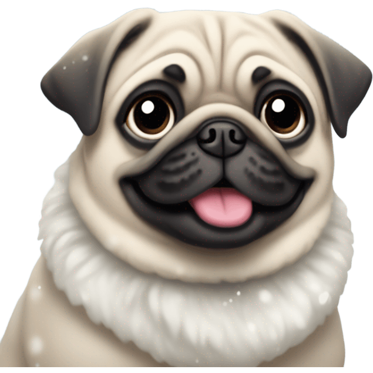 Pug in snow emoji