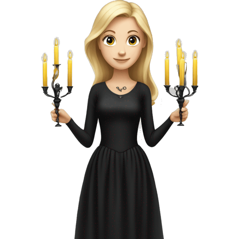 girl in black dress with candelabra emoji