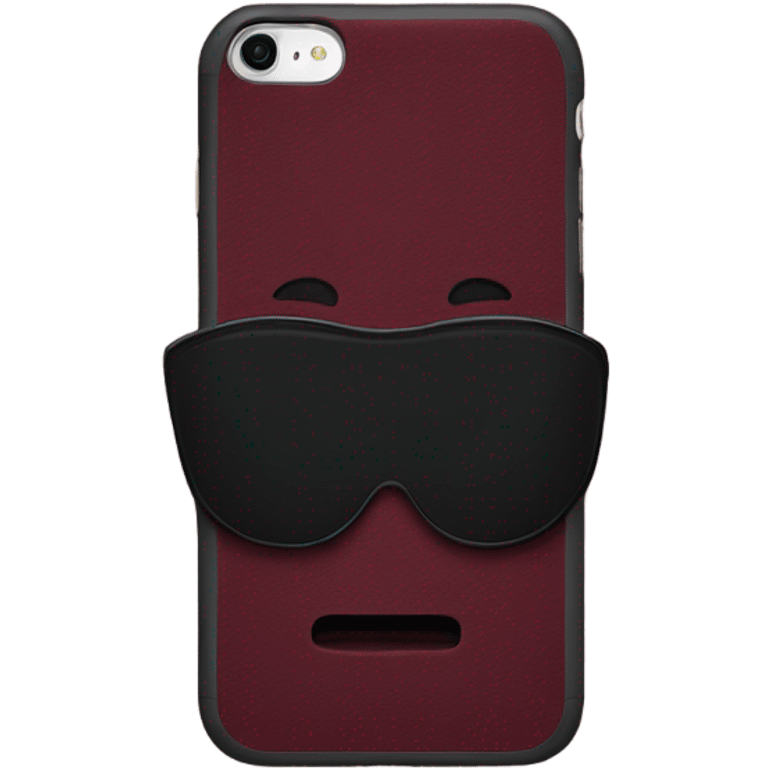 black iPhone with burgundy case emoji