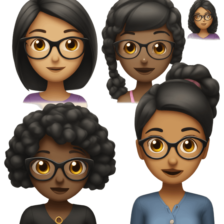 one brown girl straight hair gossiping with black-short-haired girl with glasses emoji