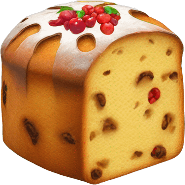 un panettone, tradicionalmente decorado con frutas confitadas y pasas. emoji