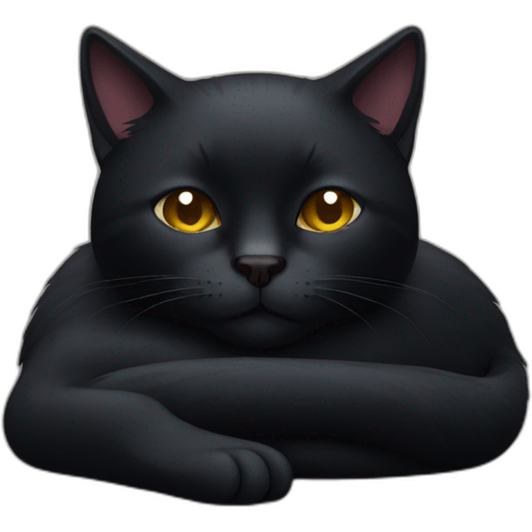 sleepy black cat emoji