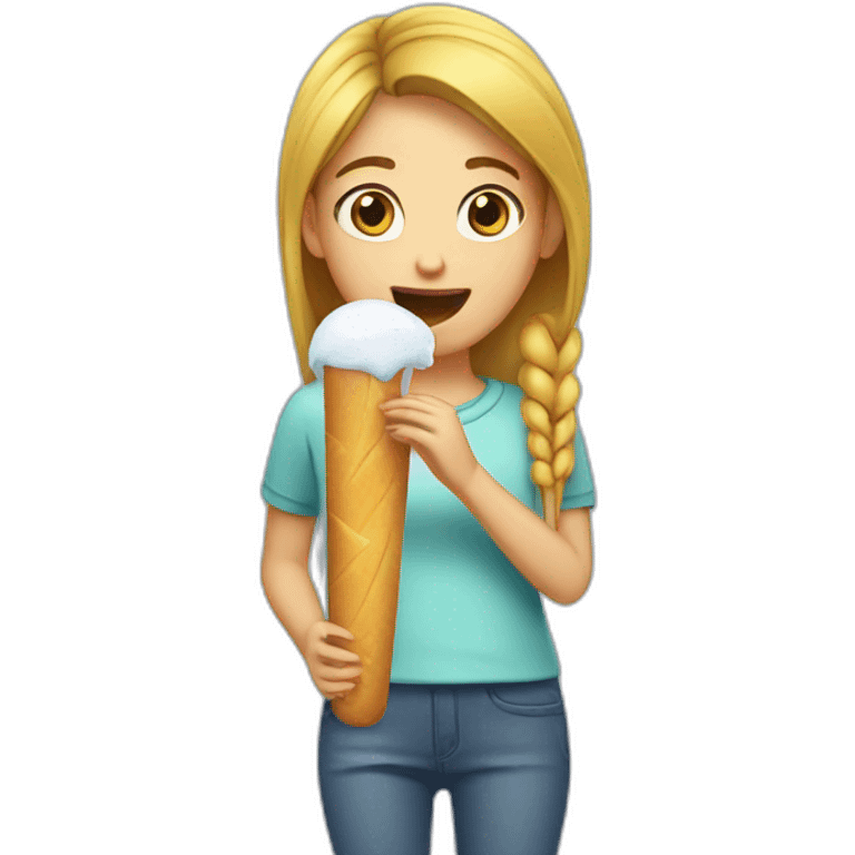 Girl eating ice stick emoji