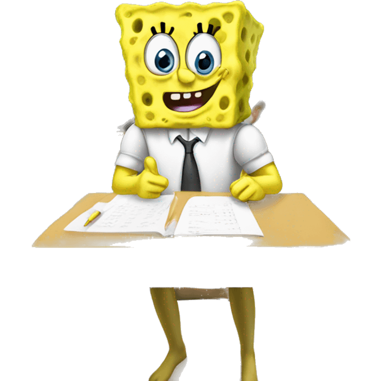 Spongebob taking an SAT exam emoji