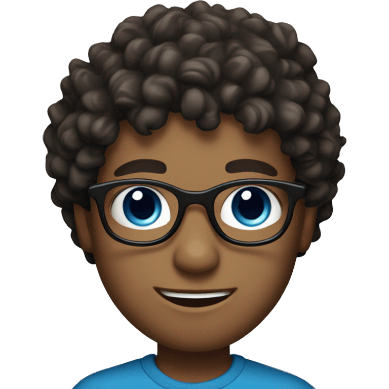 White boy with blue eyes with glasses with dark brown curly hair emoji