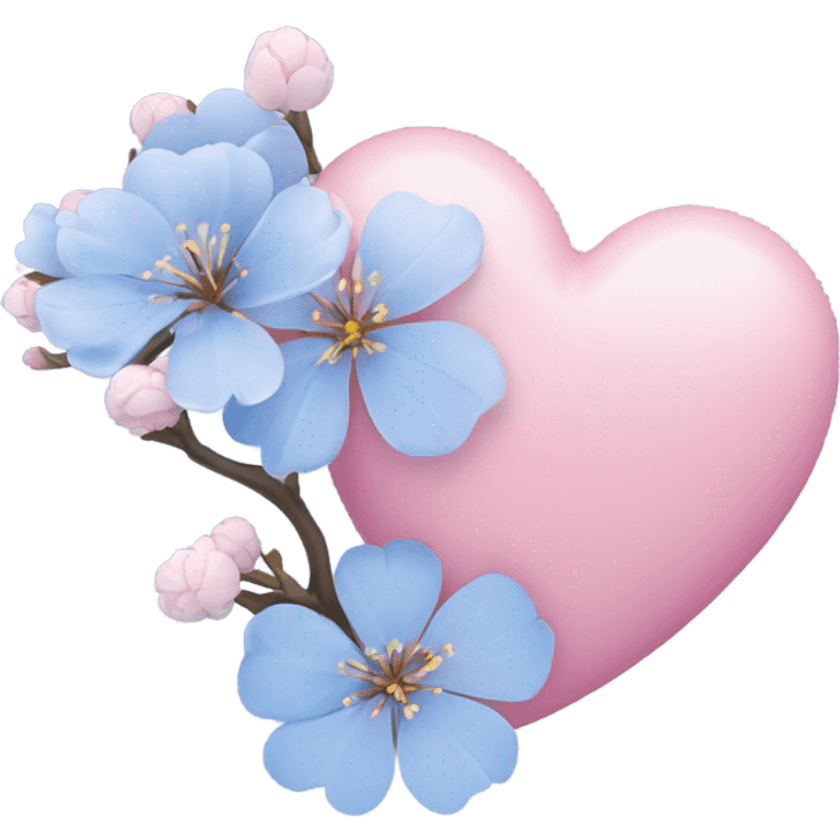 blue heart and sakura flower emoji