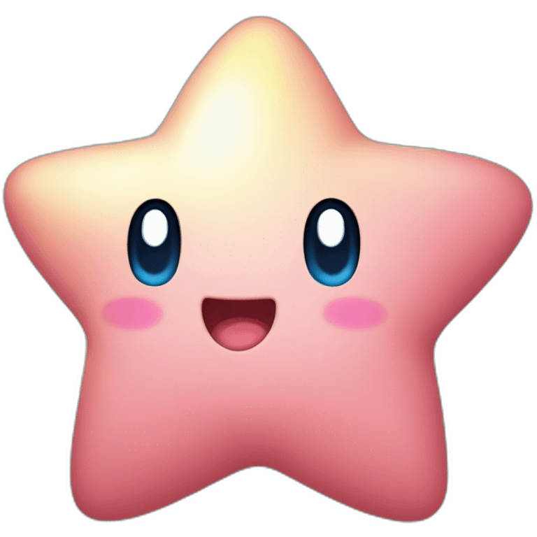 clean cute happy Kirby with a golden star emote emoji