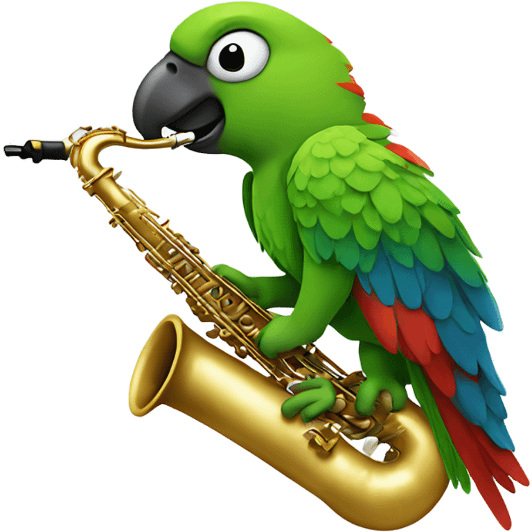 Parrot playing the saxophone  emoji