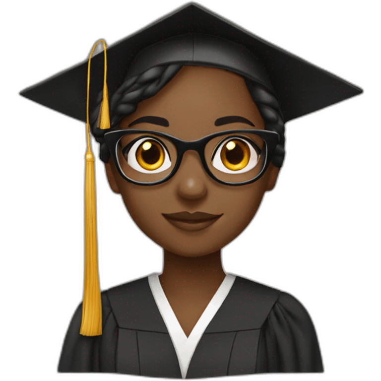 Black girl graduating with glasses  emoji