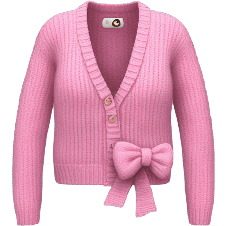 Pearl BOW-DETAIL RIB-KNIT pink CARDIGAN emoji