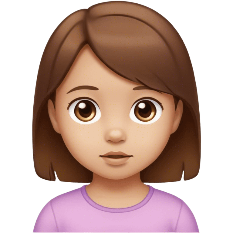 brown haired toddler girl looking at viewer emoji