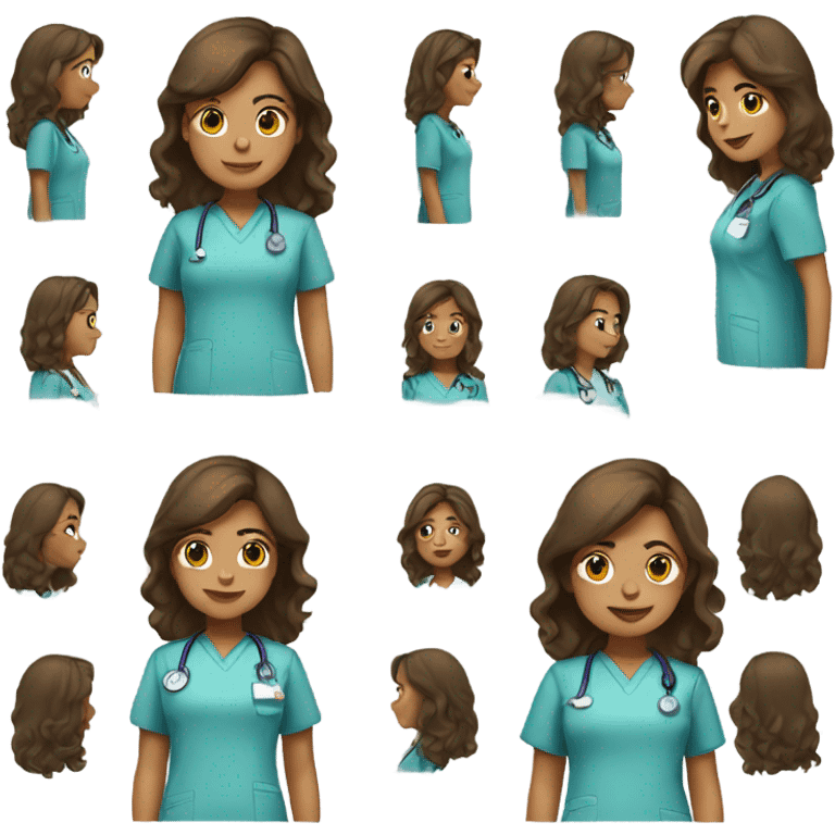 girl in scrubs brown hair emoji