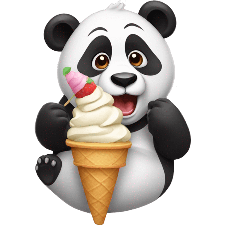 Panda eating ice cream emoji