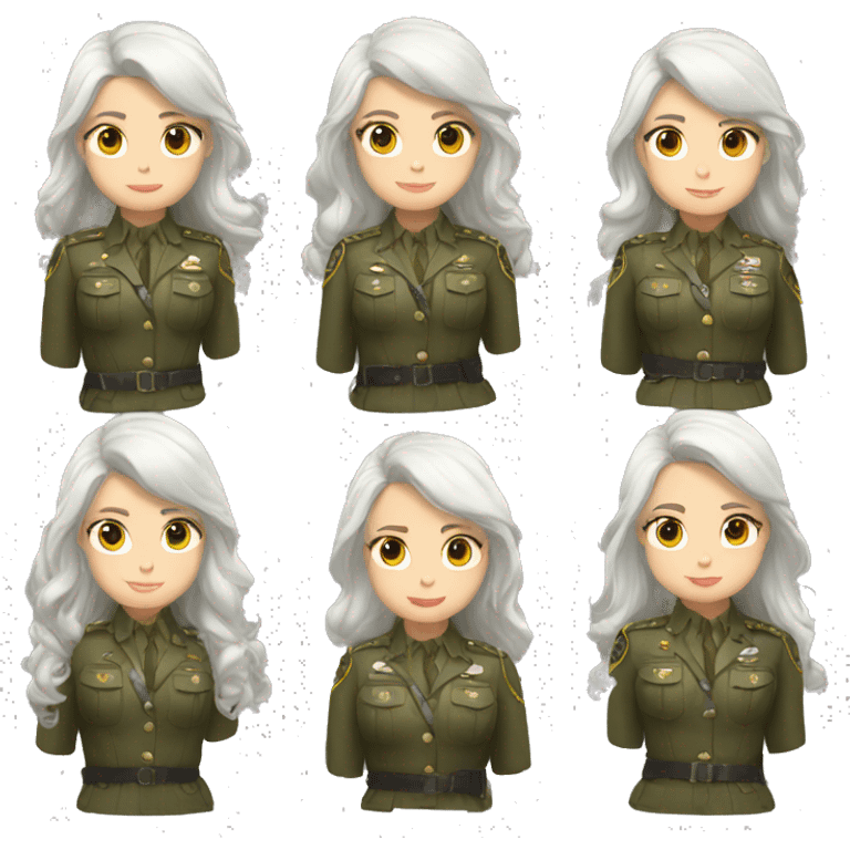 white hair girl, rider, sergeant mode emoji