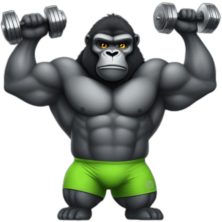 Very buff Gorilla lifting weights gym emoji