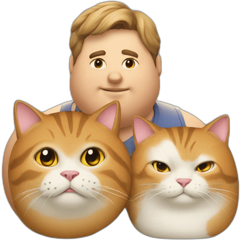 Fat cat and woman and man emoji