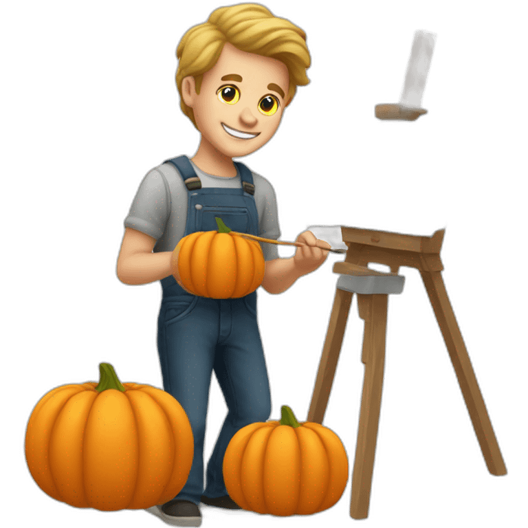 White Guy painting pumpkins emoji