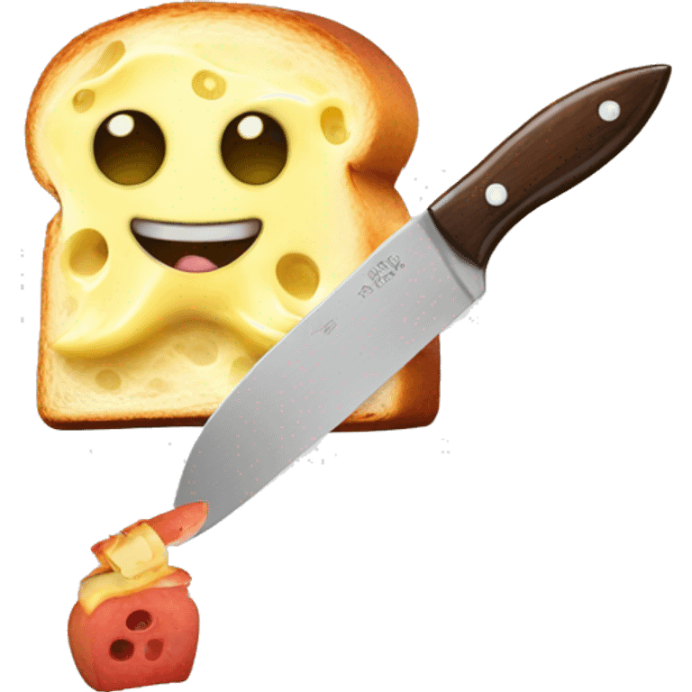 octopus using a knife to spread butter on a toast emoji