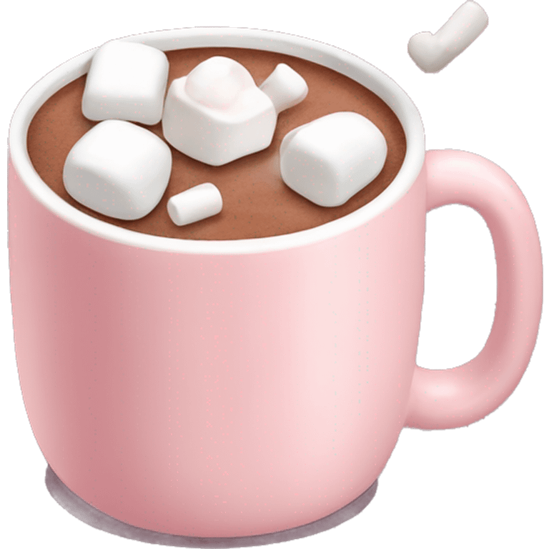 Light Pink mug of hot chocolate with marshmallows  emoji