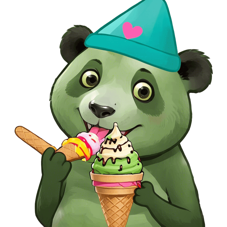 Panda eating ice cream emoji