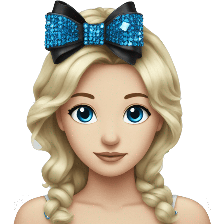 Blue and black bow with rhinestones emoji