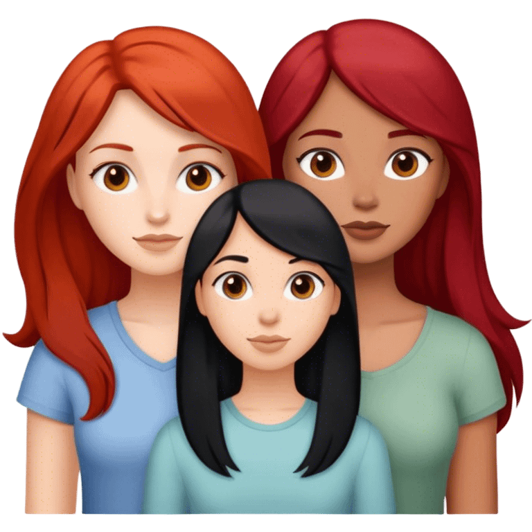 Three girl friends one black hair one red hair one brown hair  emoji