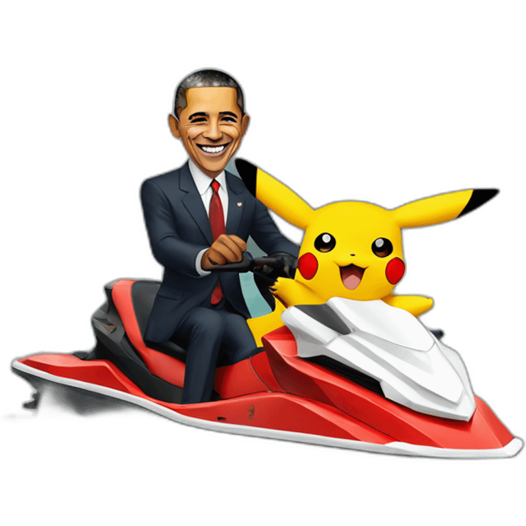 Pikachu sur un jetski avec Obama  emoji