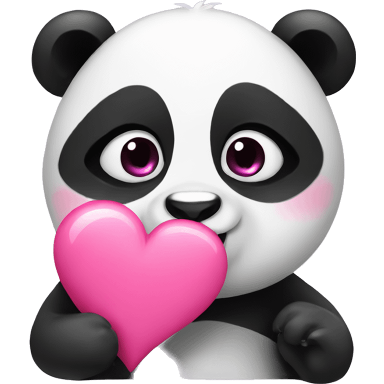 Panda with pink heart emoji