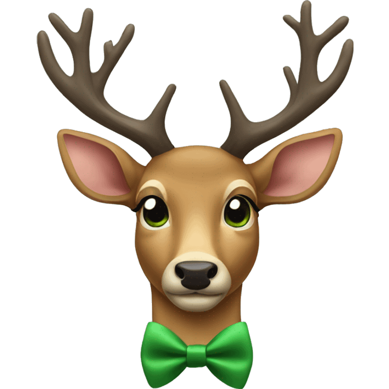 deer wearing a green bow tie emoji