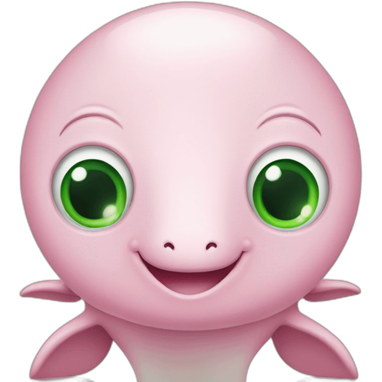 Pink and green beluga whale with big eyes emoji