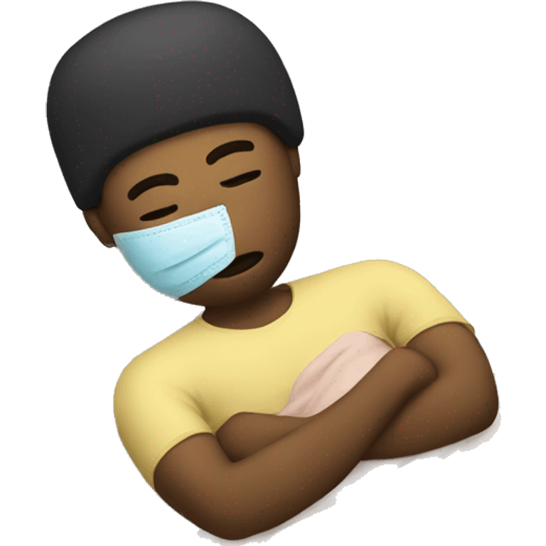 A man have mask and sleeping on bed emoji