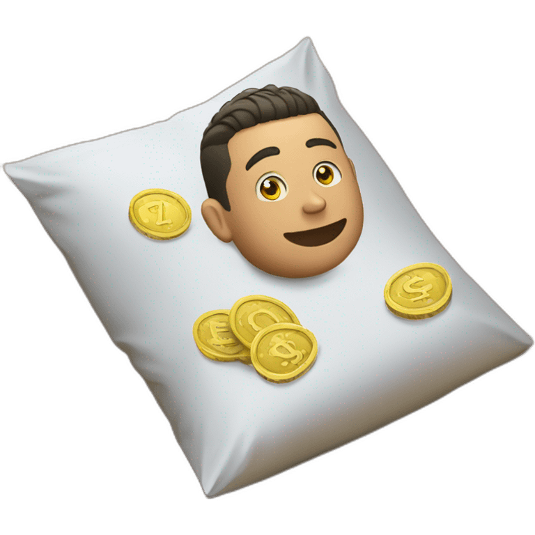 ronaldo lying in bags of money on sand emoji