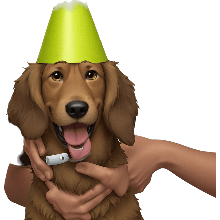 male with dog at party emoji