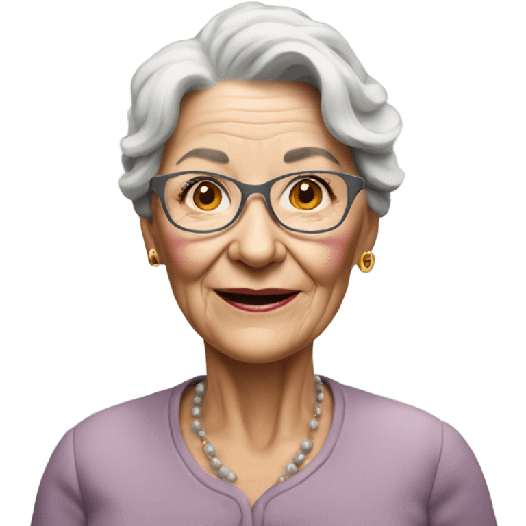 3d hyper realistic senior woman drawing  emoji