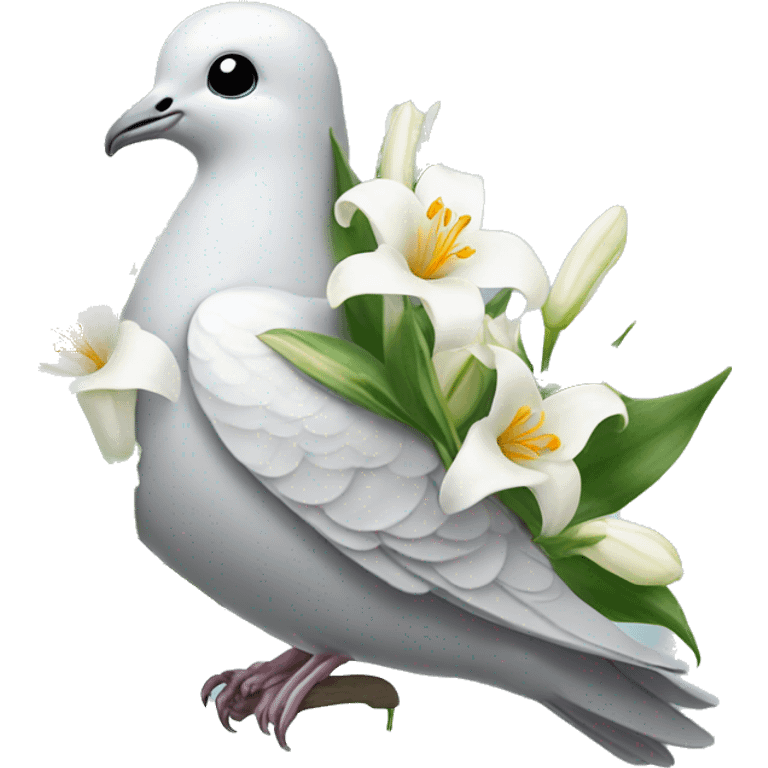 dove of peace holding lilies of the valley in its beak emoji